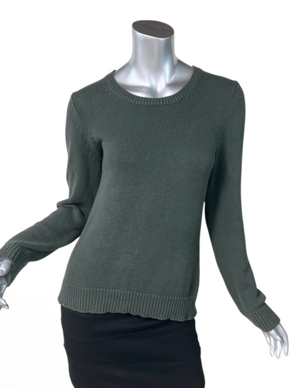 St. John’s Bay Pullover Crew Neck Sweater Olive Army Green 100% Cotton Women’s M